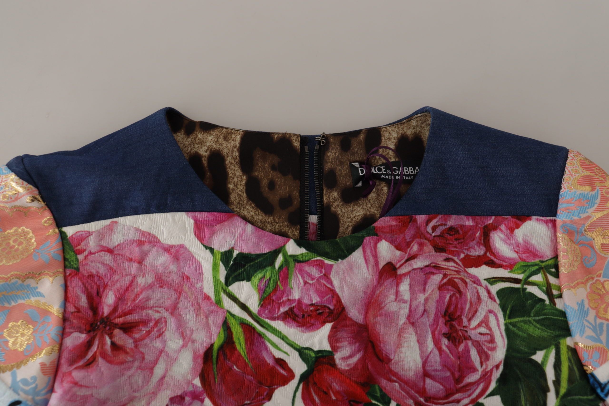 Mehrfarbiges Patchwork-Blumen-Scheiden-Jacquard-Minikleid