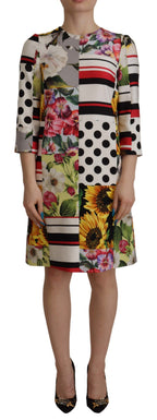Mehrfarbiges Charmeuse-Blumen-Scheiden-Jacquard-Patchwork-Kleid
