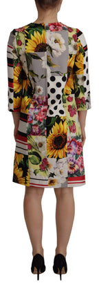 Mehrfarbiges Charmeuse-Blumen-Scheiden-Jacquard-Patchwork-Kleid