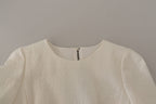 White Jaquard Midi Floral Sheath Brocade Dress