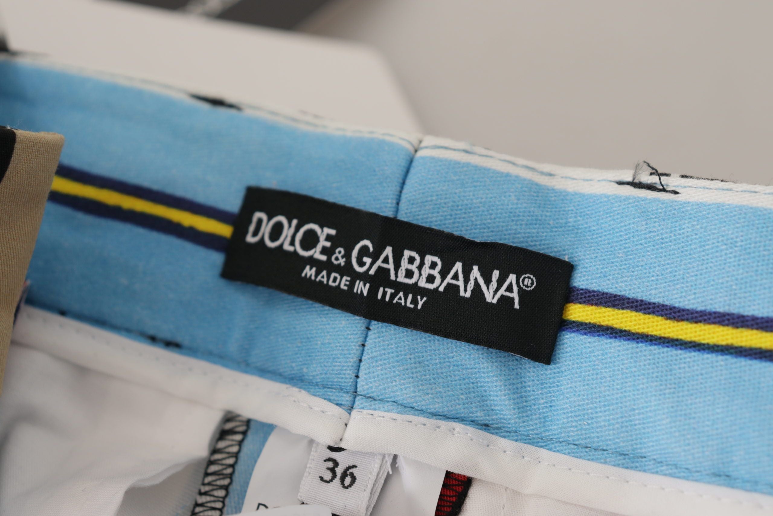 Mehrfarbige gestreifte High-Waist-Hose aus Baumwolle