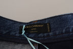 Blaue Jeans Jacquard Majolika High Waist Hose