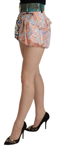 Mehrfarbige High Waist Hot Pants Shorts