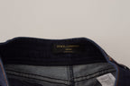 Blue Denim Stretch Crystal Hot Pants Shorts