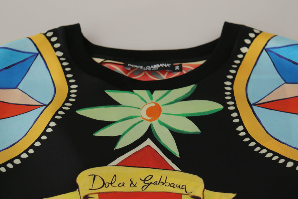 Mehrfarbiger Soldier Carretto Seiden-Top T-Shirt