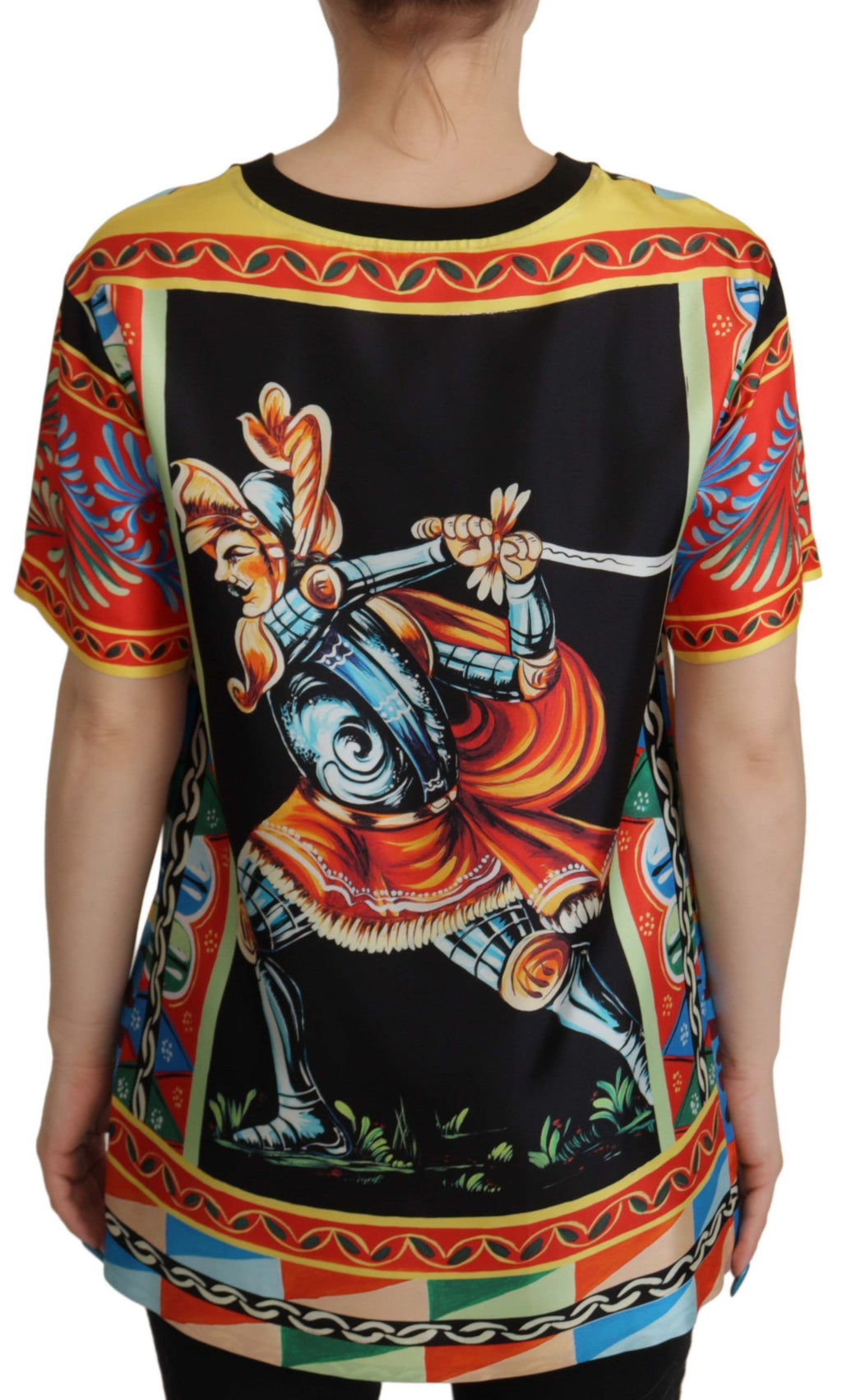 Mehrfarbiger Soldier Carretto Seiden-Top T-Shirt