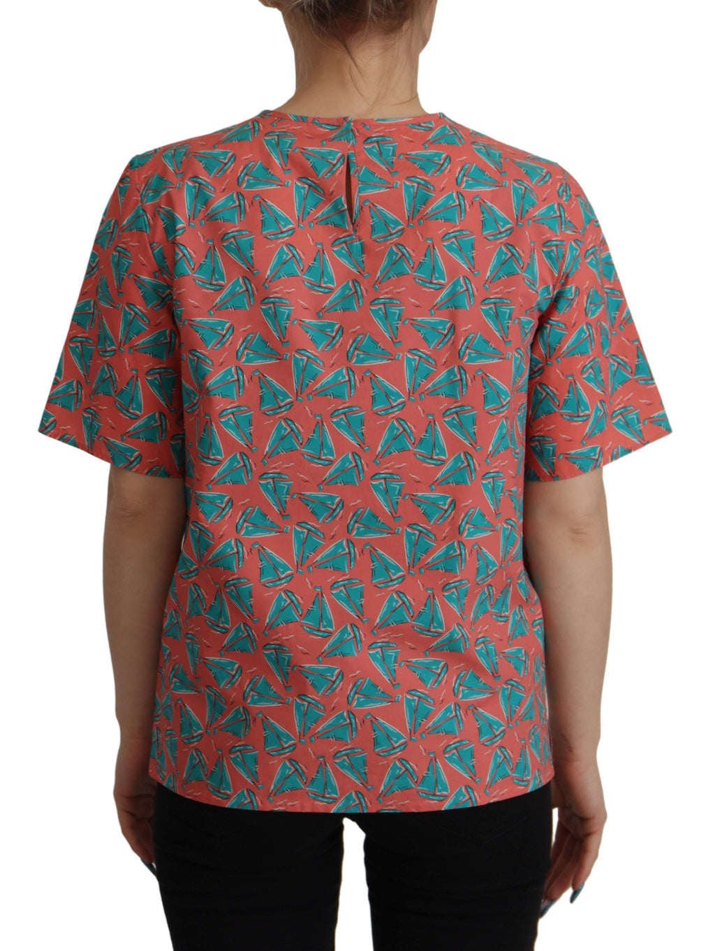 Baumwoll-T-Shirt mit Pink Sail Boat Print
