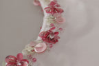 Weißes DG Crown T-Shirt mit floralen Pailletten