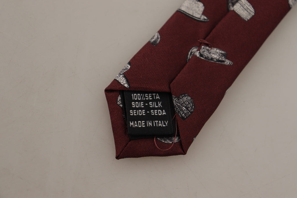 Dunkelroter Hut, Muster 100% Seide, verstellbares Accessoire zum Binden