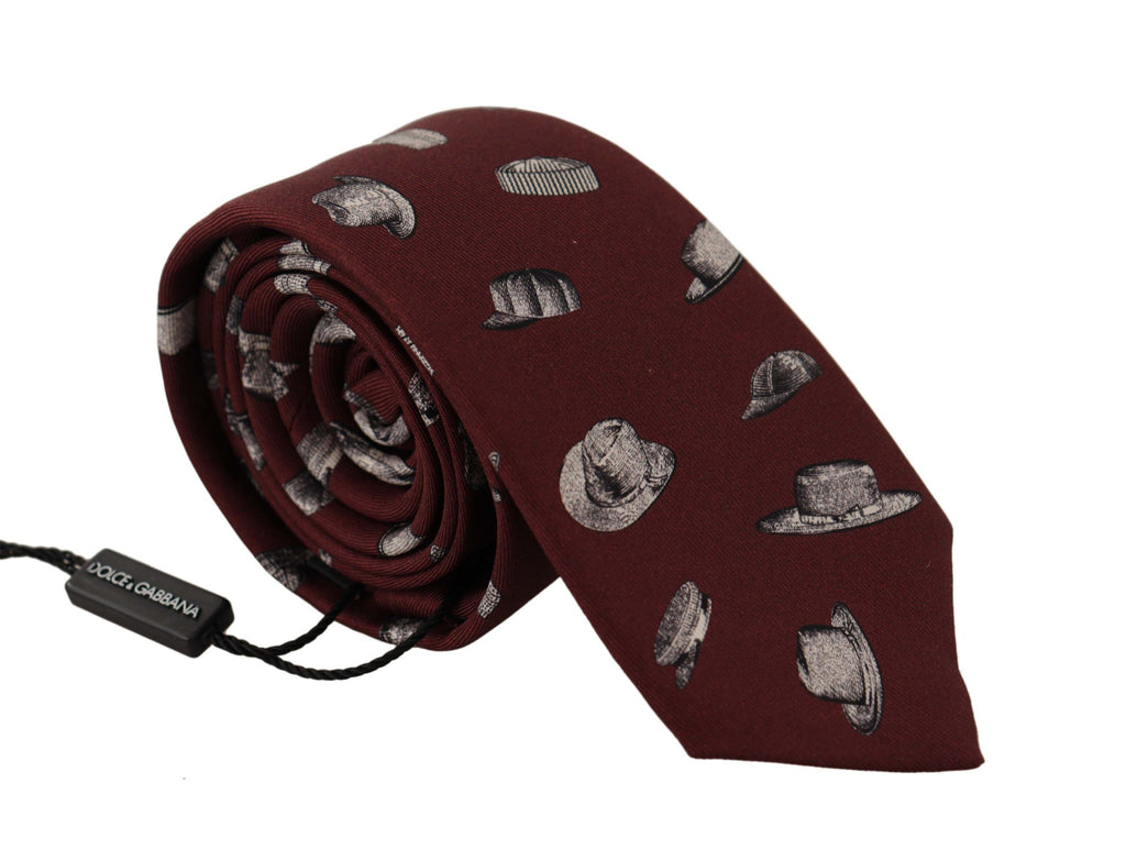 Dunkelroter Hut, Muster 100% Seide, verstellbares Accessoire zum Binden