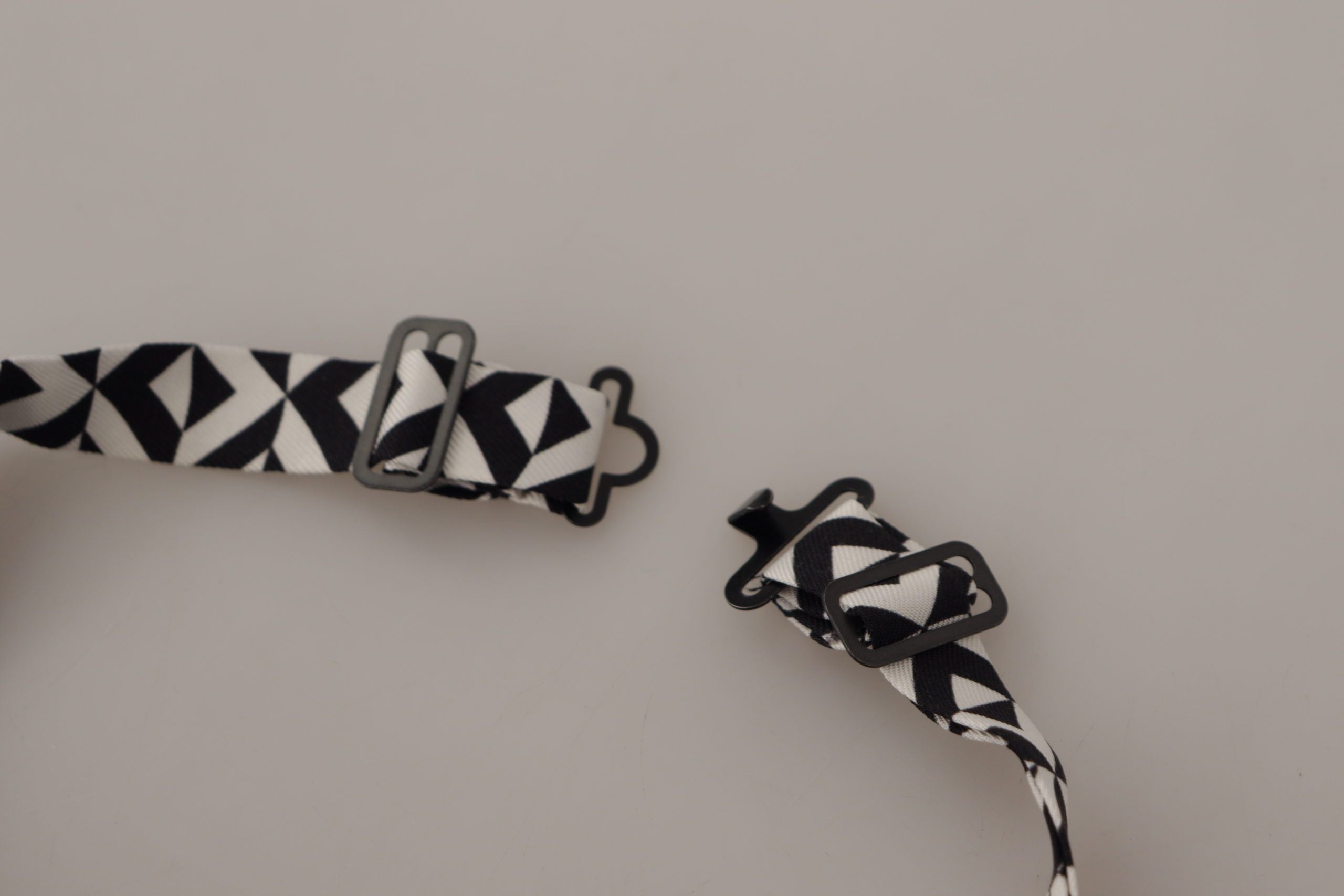 Schwarz Weiß Geometrische 100% Seide Verstellbare Accessoire Krawatte