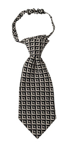 Schwarz Weiß Geometrische 100% Seide Verstellbare Accessoire Krawatte