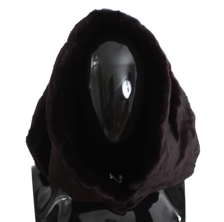 Lila Wieselfell Häkelhaube Schal Mütze