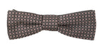 Black White Flower Pattern Silk Neck Bow Tie
