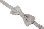 Gray 100% Silk Adjustable Neck Papillon Tie