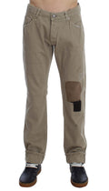 Jeans in cotone patchwork beige