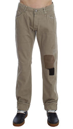 Jeans in cotone patchwork beige