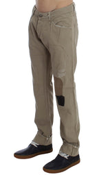 Jeans in cotone patchwork beige
