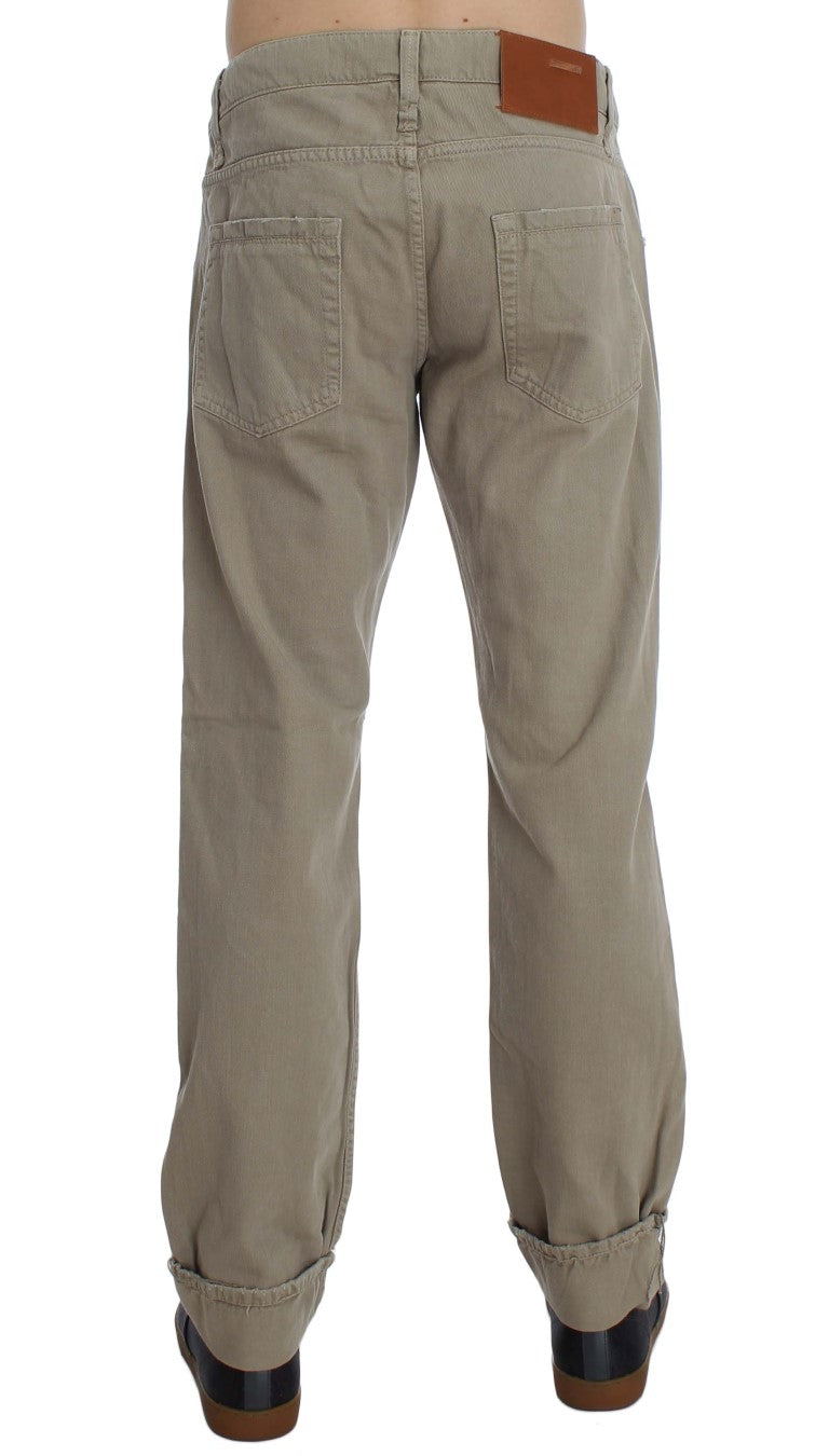 Jeans in cotone patchwork beige