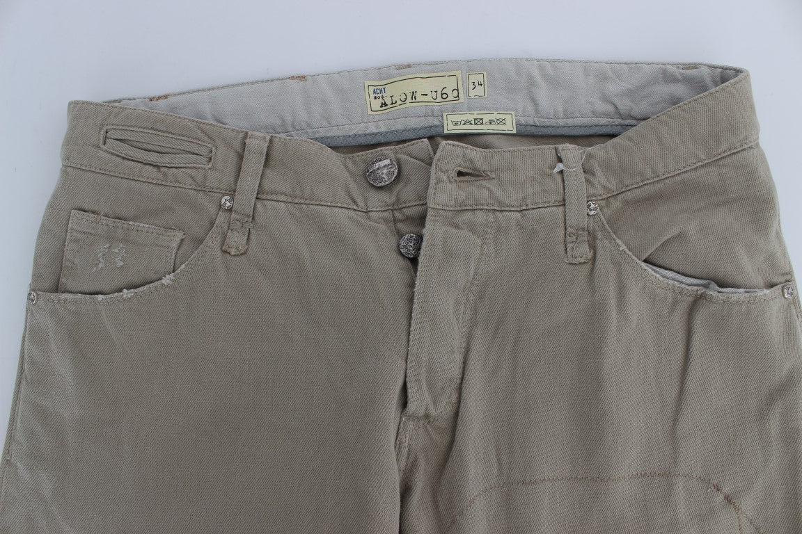 Jeans in cotone patchwork beige