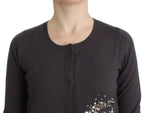 Purple Wool Sequined Cardigan Knit Sweater