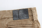 Beige Straight Leg Denim Pants Stretch Jeans