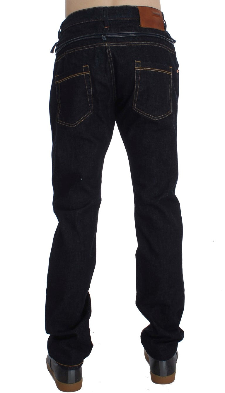 Regular Straight Fit Jeans aus blauer Baumwolle