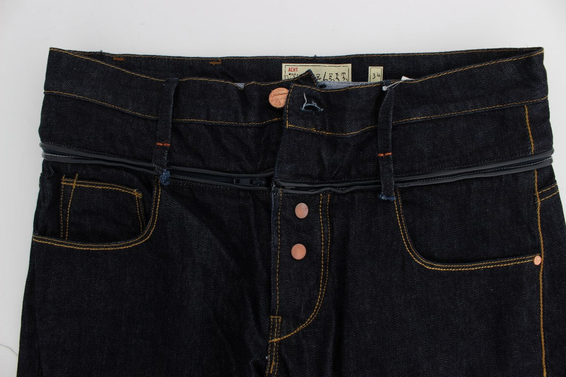 Regular Straight Fit Jeans aus blauer Baumwolle