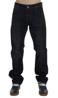 Blue Wash Baumwoll-Denim Jeans mit geradem Schnitt