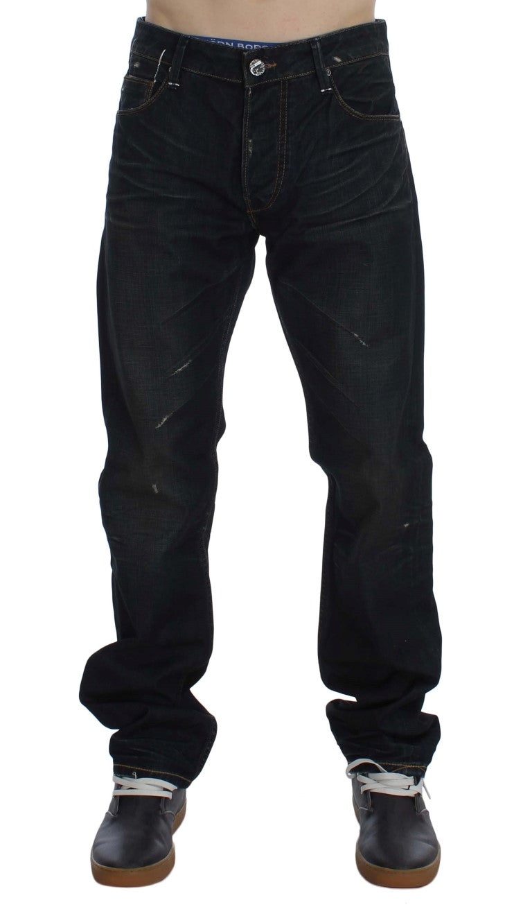 Blue Wash Baumwoll-Denim Jeans mit geradem Schnitt