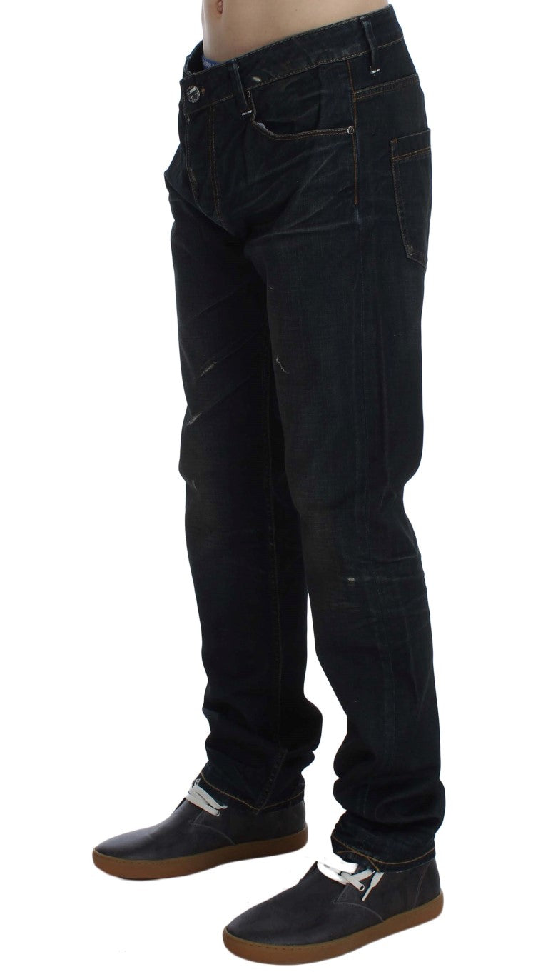 Blue Wash Baumwoll-Denim Jeans mit geradem Schnitt