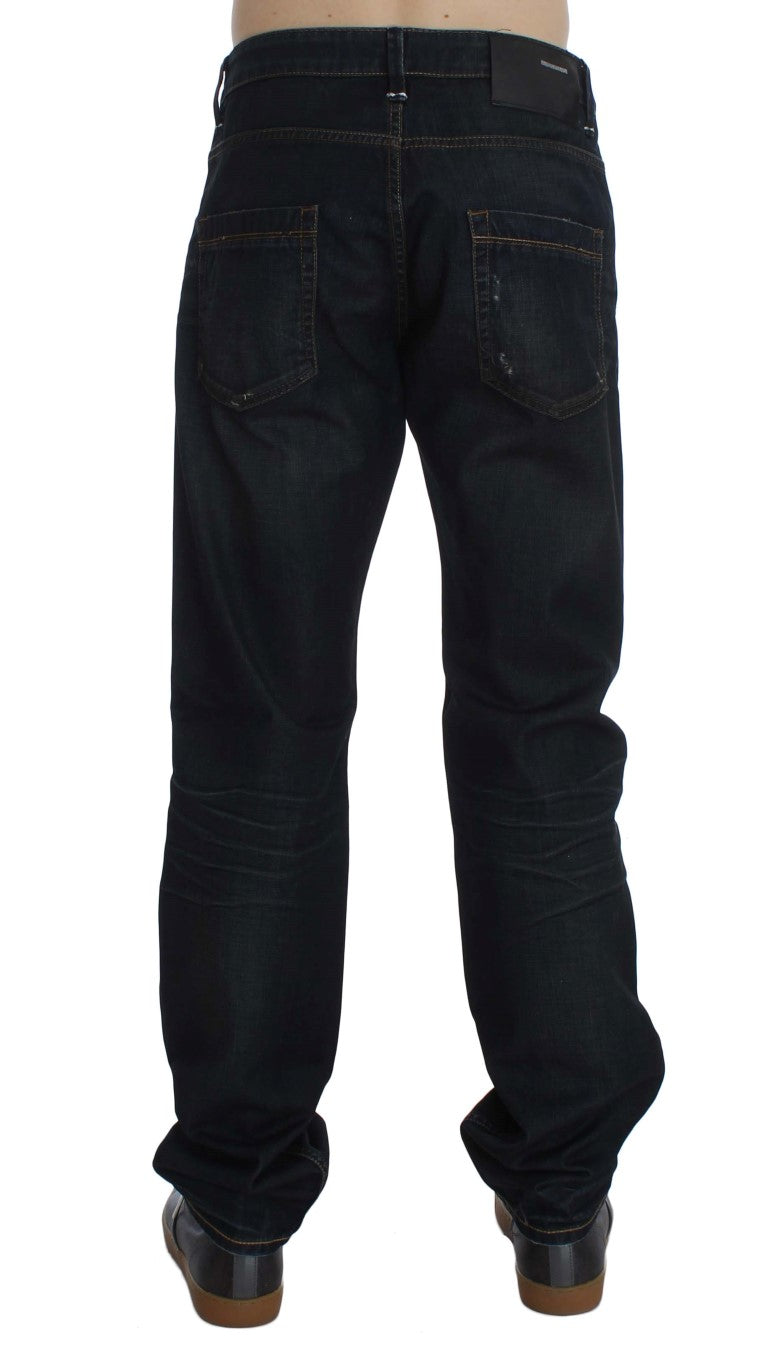 Blue Wash Baumwoll-Denim Jeans mit geradem Schnitt