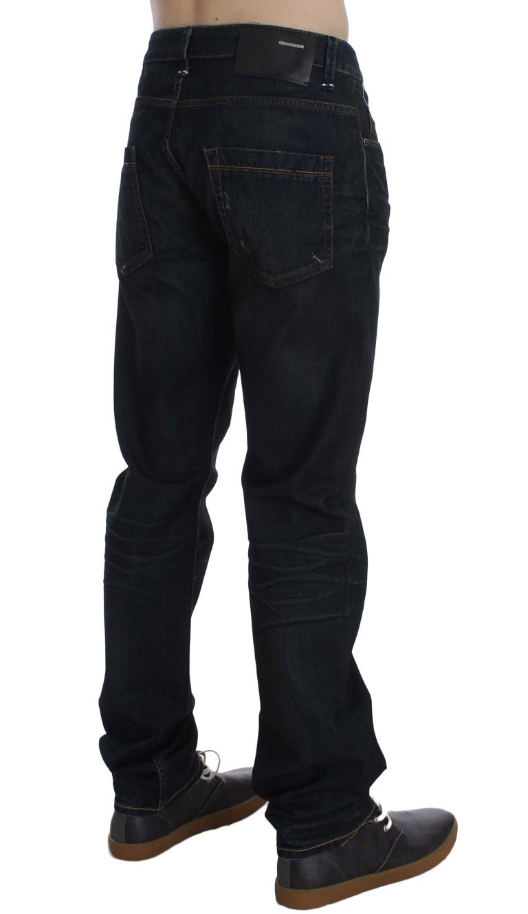 Blue Wash Baumwoll-Denim Jeans mit geradem Schnitt
