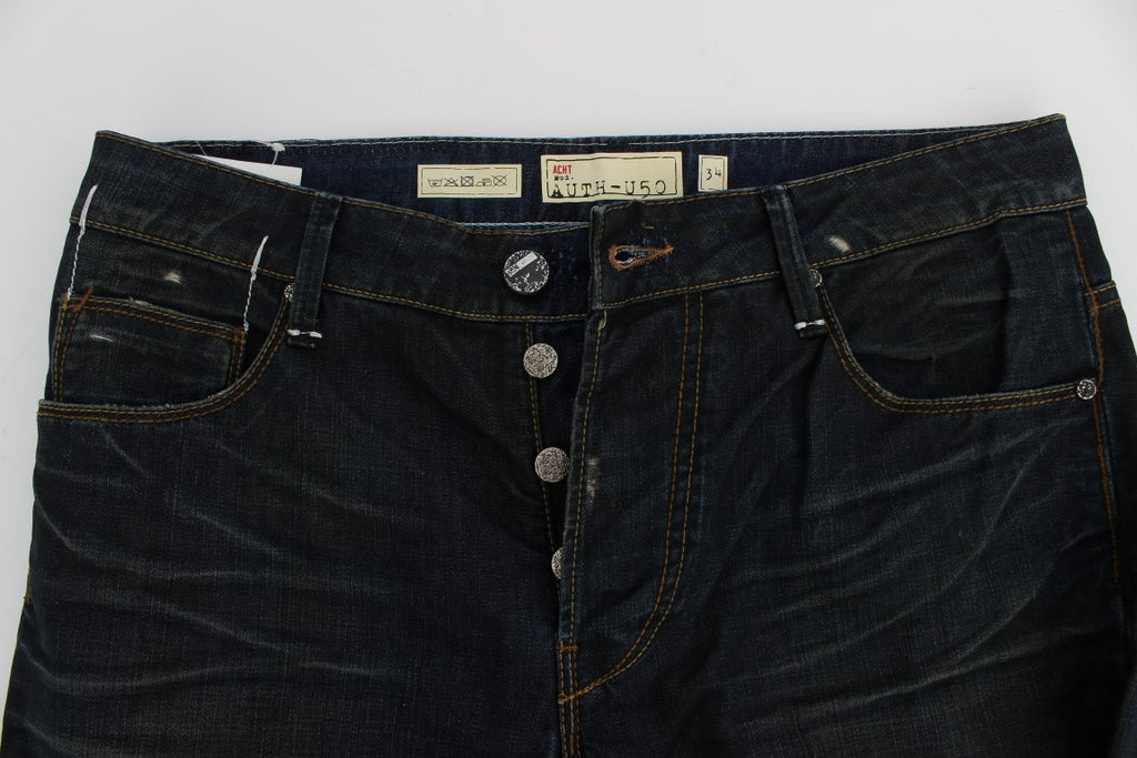 Blue Wash Baumwoll-Denim Jeans mit geradem Schnitt