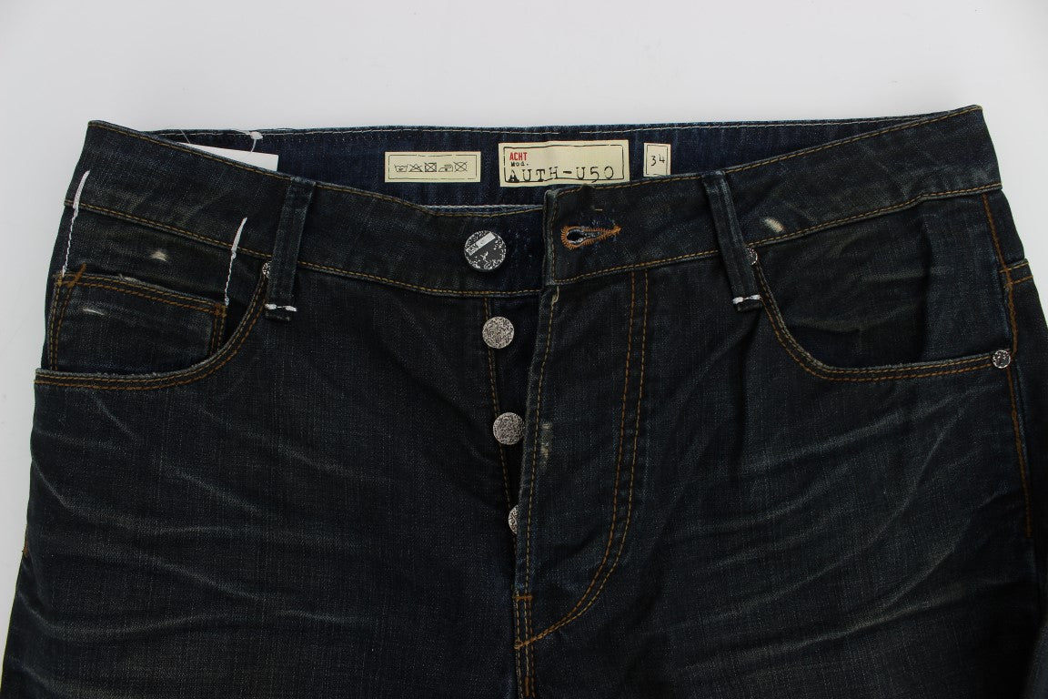 Blue Wash Baumwoll-Denim Jeans mit geradem Schnitt