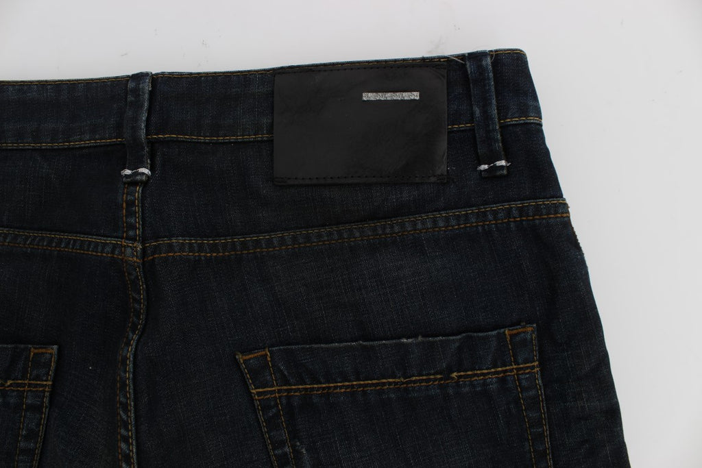 Blue Wash Baumwoll-Denim Jeans mit geradem Schnitt