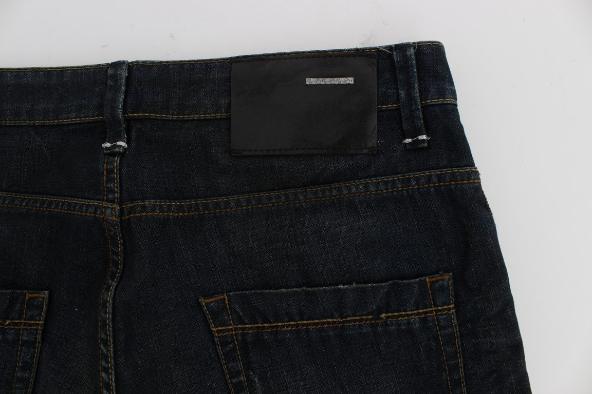 Blue Wash Baumwoll-Denim Jeans mit geradem Schnitt