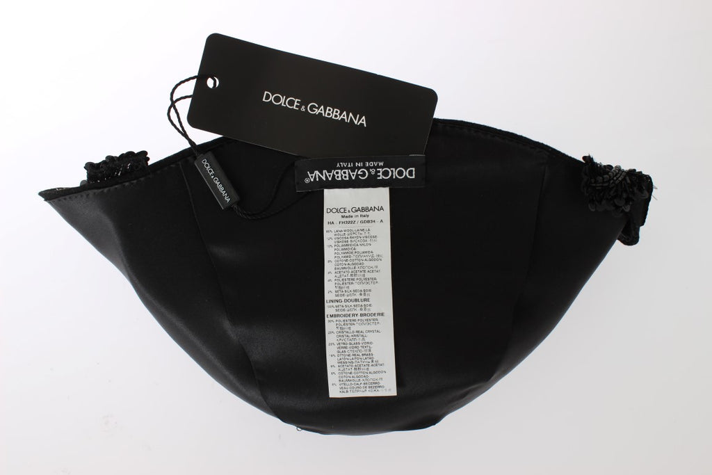 Schwarze Kristall-Goldkirschen Brosche Hut