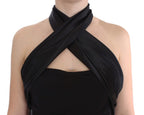 Black Neck Wrap Top Bluse