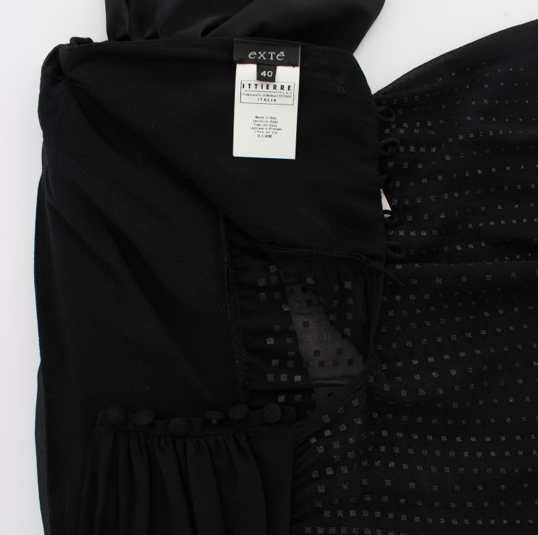 Black Neck Wrap Top Bluse