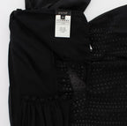 Black Neck Wrap Top Bluse