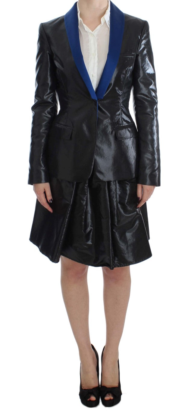 Schwarzer blauer zweiteiliger Anzug Rock & Blazer