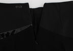 Black Blue Cotton Stretch Straight Skirt