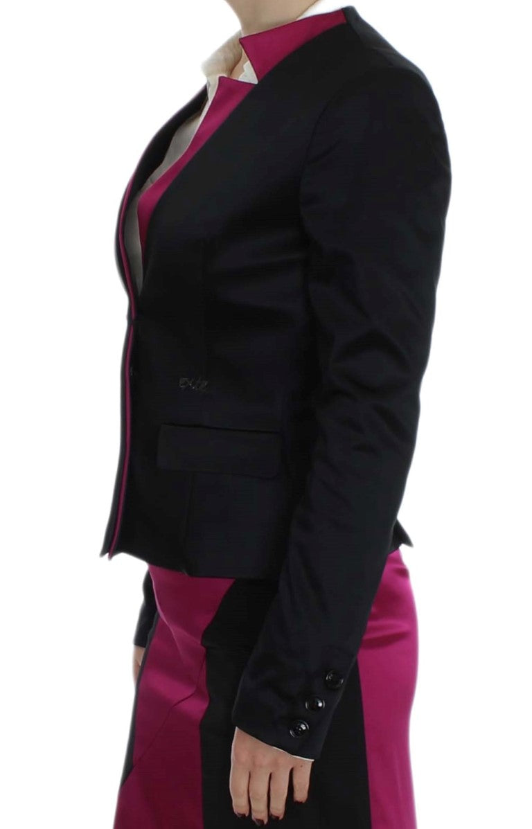 Schwarz-pinkfarbener Stretch-Blazer