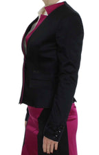 Schwarz-pinkfarbener Stretch-Blazer