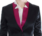 Schwarz-pinkfarbener Stretch-Blazer