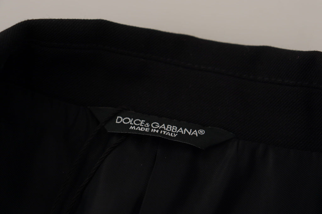 Schwarze zweireihige Mantel Blazer Jacke