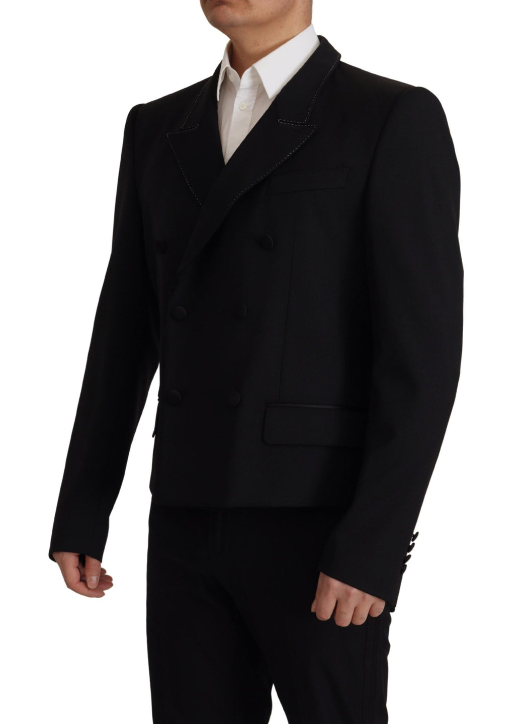 Schwarze zweireihige Mantel Blazer Jacke
