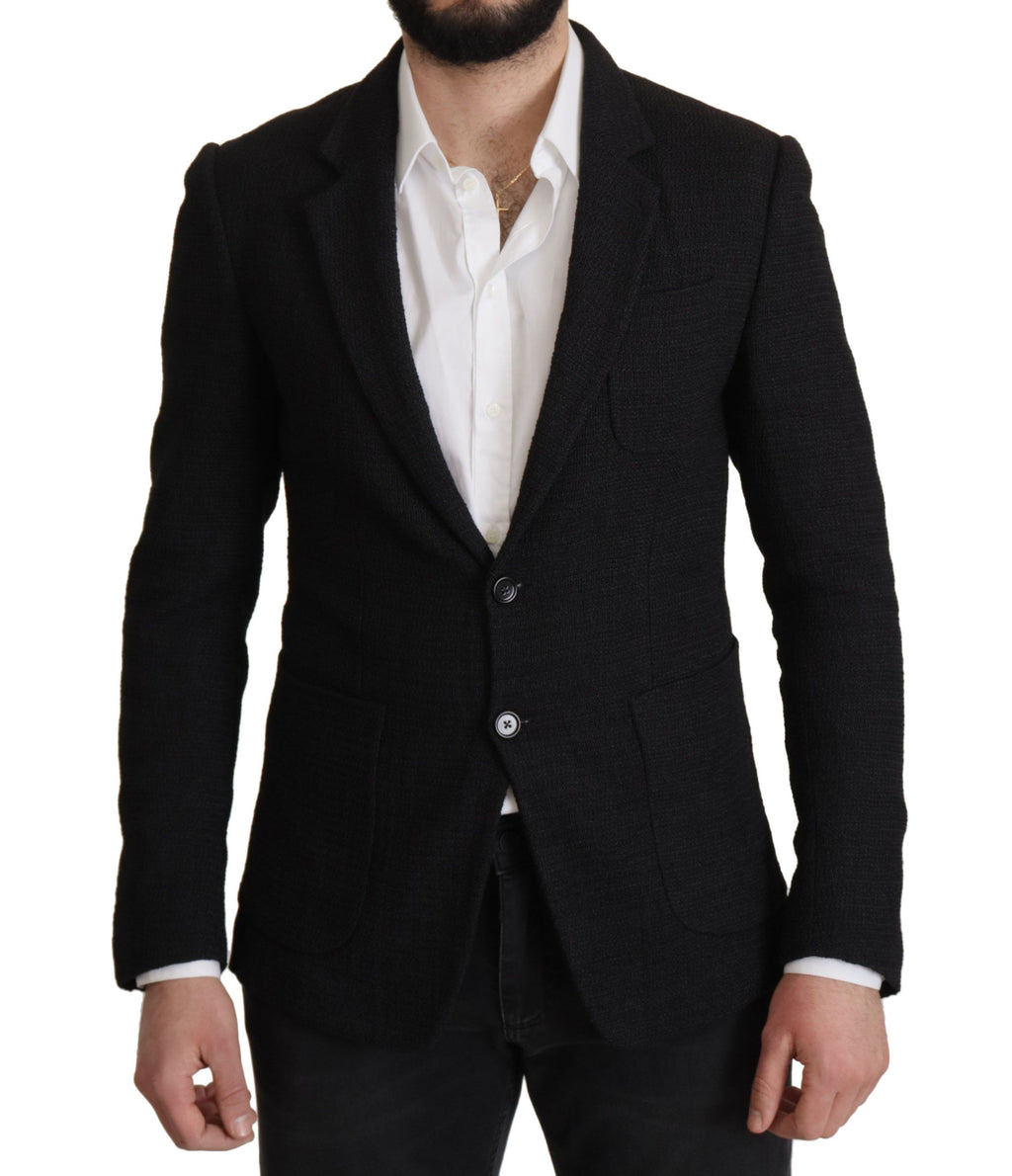 Schwarzer einreihiger Herren-Blazer