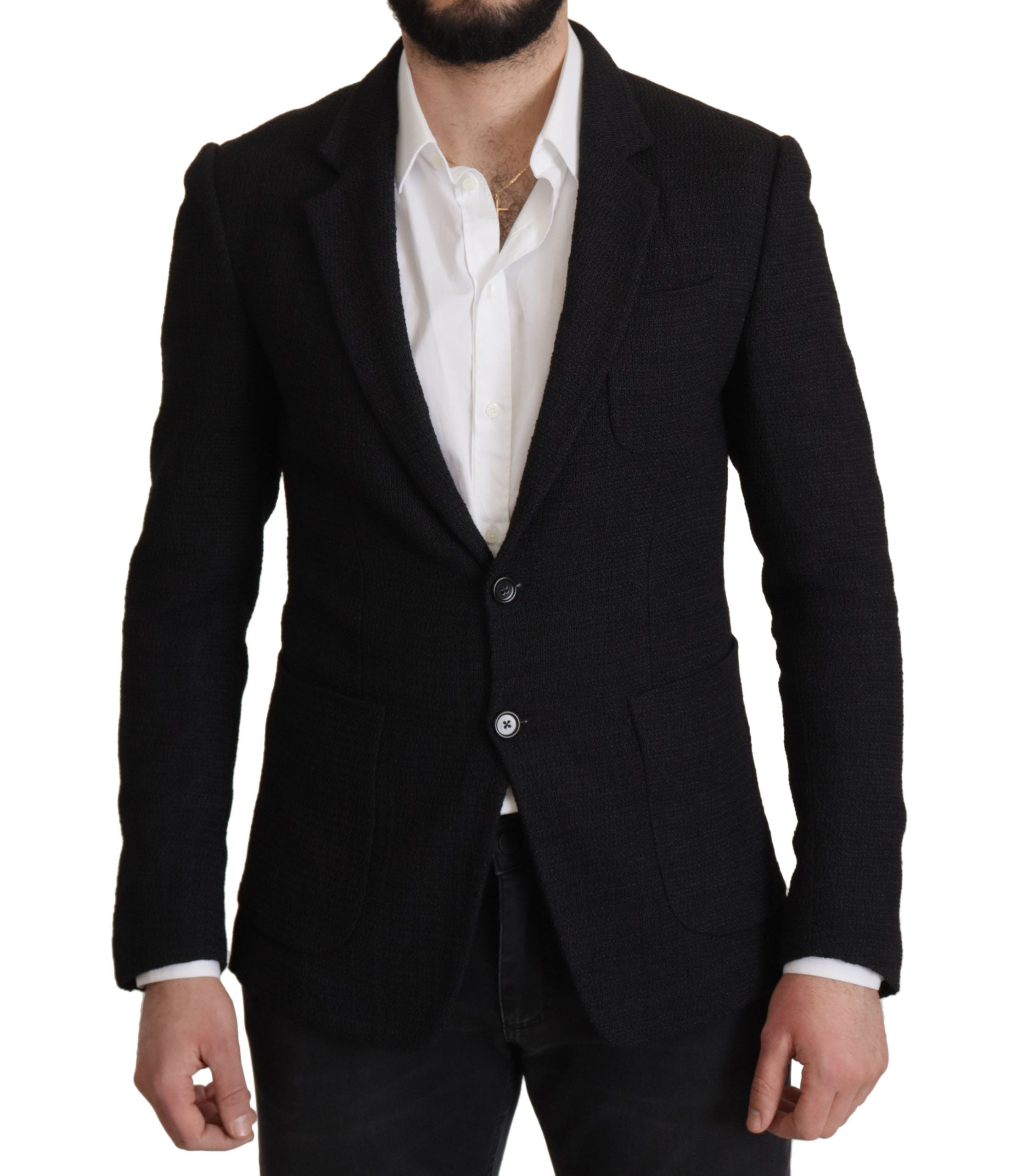 Schwarzer einreihiger Herren-Blazer